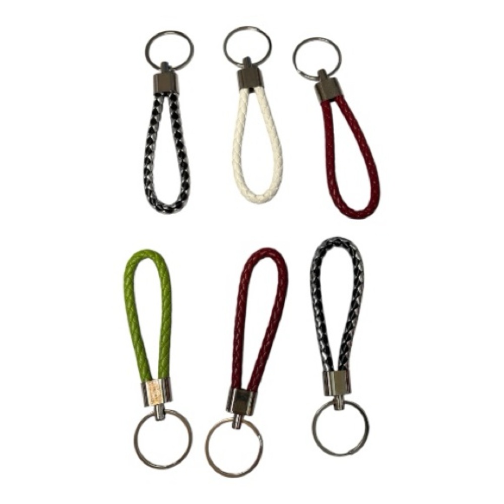 6 Braided Loop Keychains - Multi Color Set - image 1